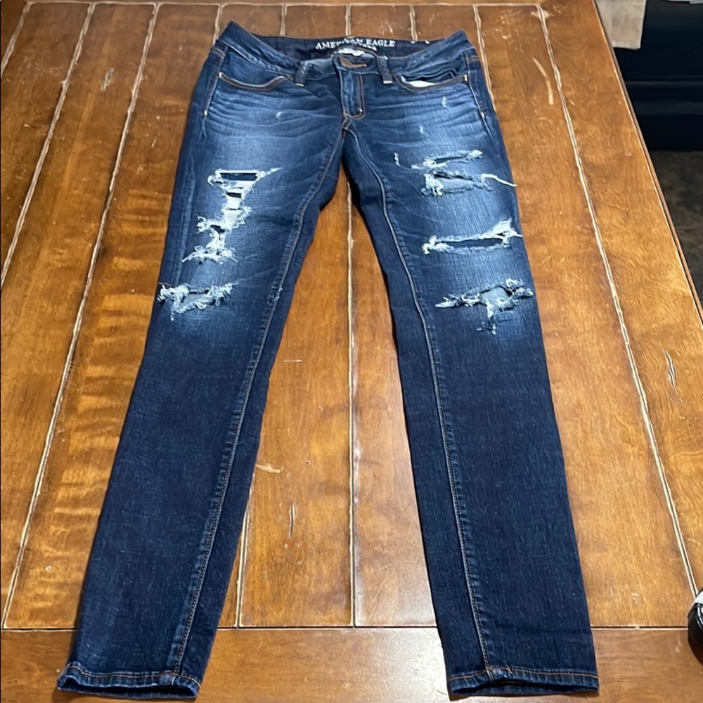 American Eagle Outfitters Women's Blue Jeans- super stretch jegging size 2